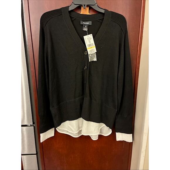 Karen Kane Regal Girl Black & White Sweater Layer Cardigan size Medium NWT - Picture 1 of 8